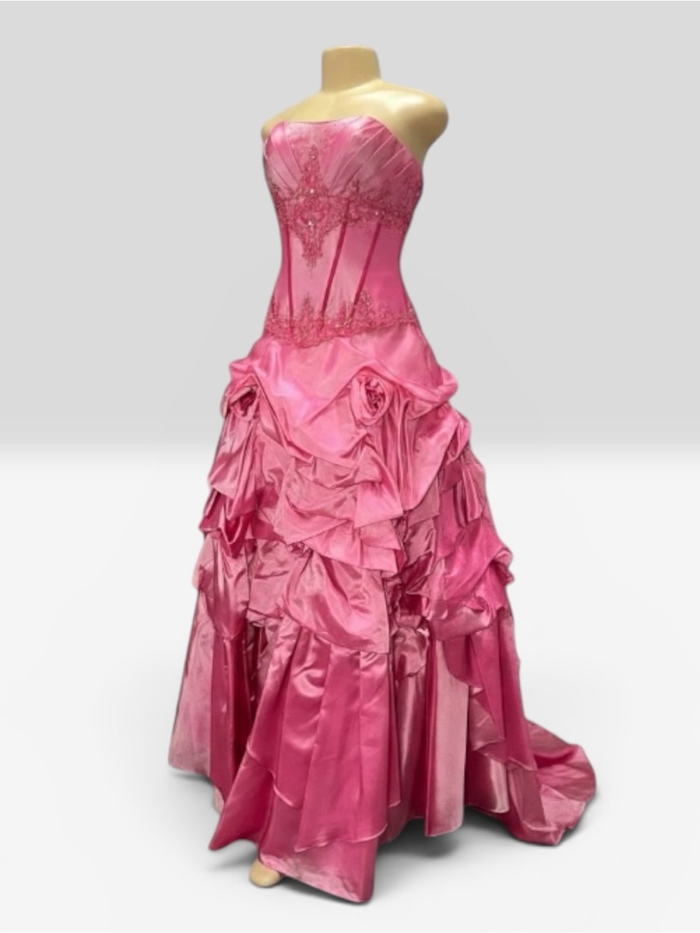 NWT Strapless Pink Ruffled Ball Gown Dress